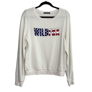 WILDFOX logo spell out American Flag Patriotic jumper size XS
